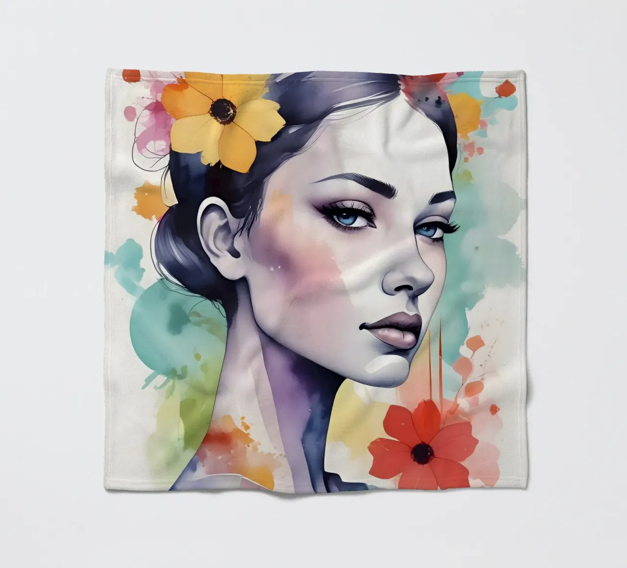 Ragazza e fiori acquerello minimalismo 03 coperta in pile da Minimalism