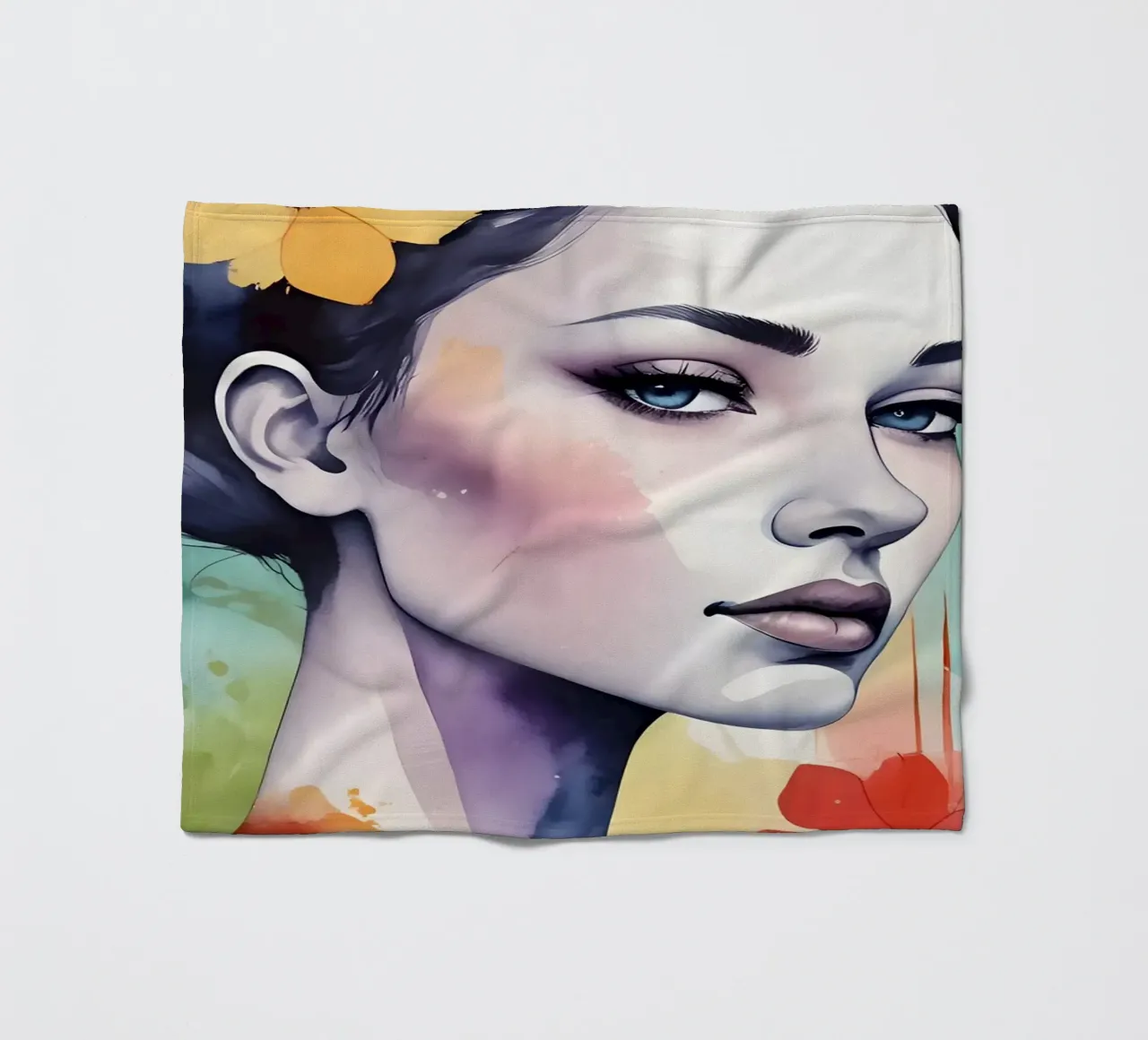 Ragazza e fiori acquerello minimalismo 03 coperta in pile da Minimalism