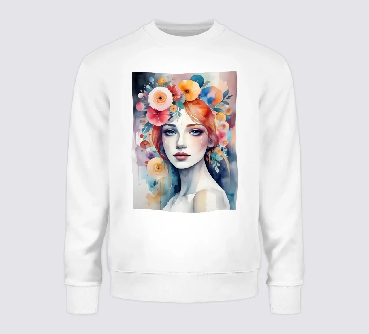 Ragazza e fiori acquerello minimalismo 04 felpa da Minimalism