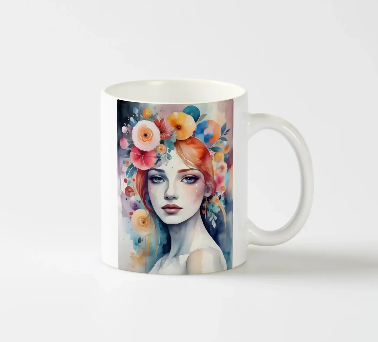 Ragazza e fiori acquerello minimalismo 04 tazza in ceramica da Minimalism