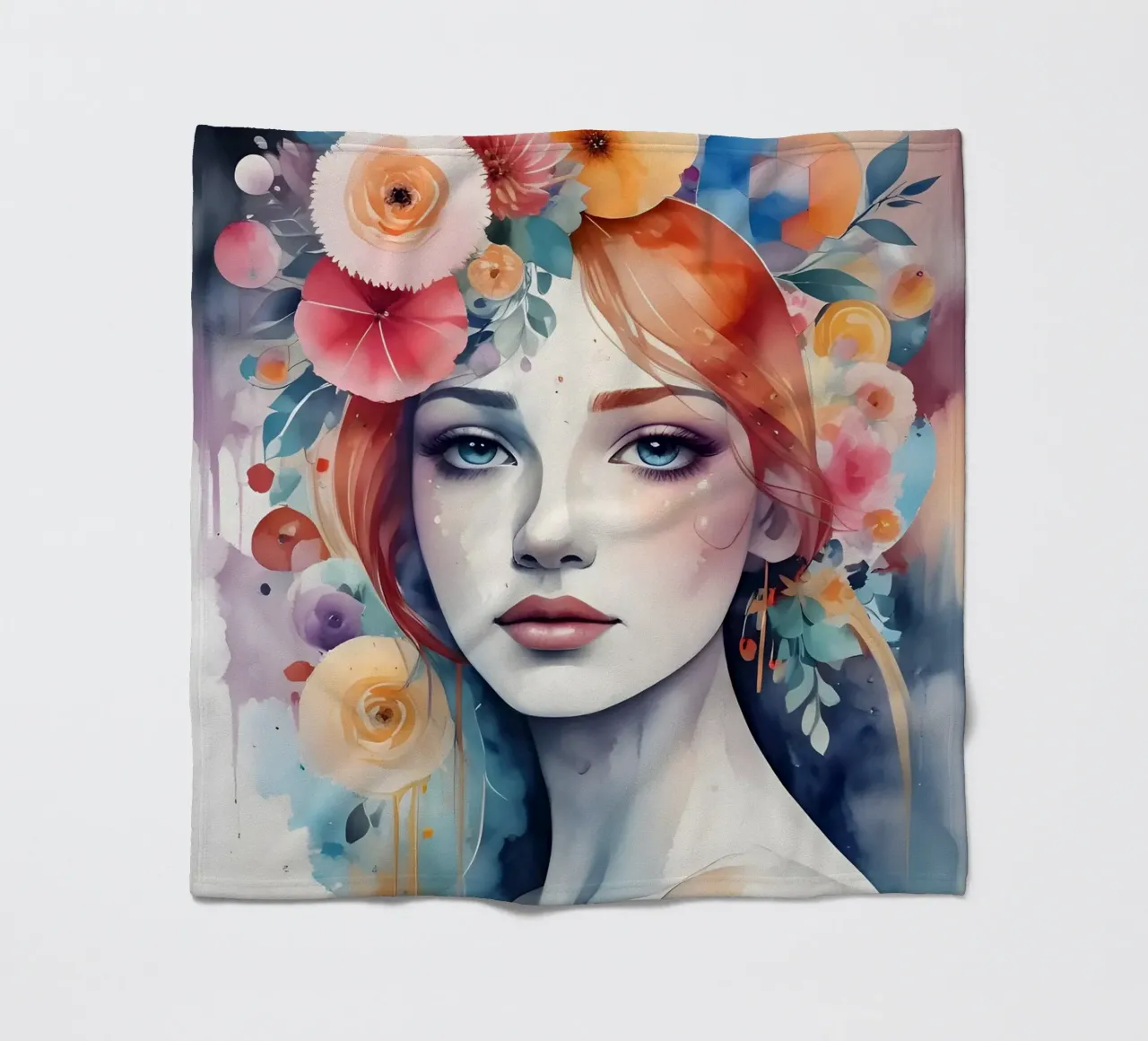 Ragazza e fiori acquerello minimalismo 04 coperta in pile da Minimalism
