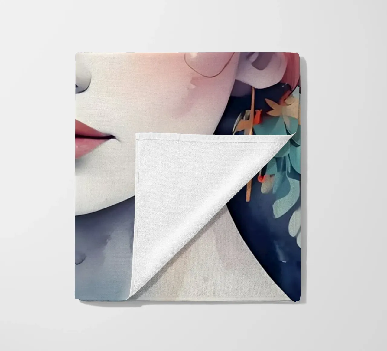Ragazza e fiori acquerello minimalismo 04 telo mare da Minimalism