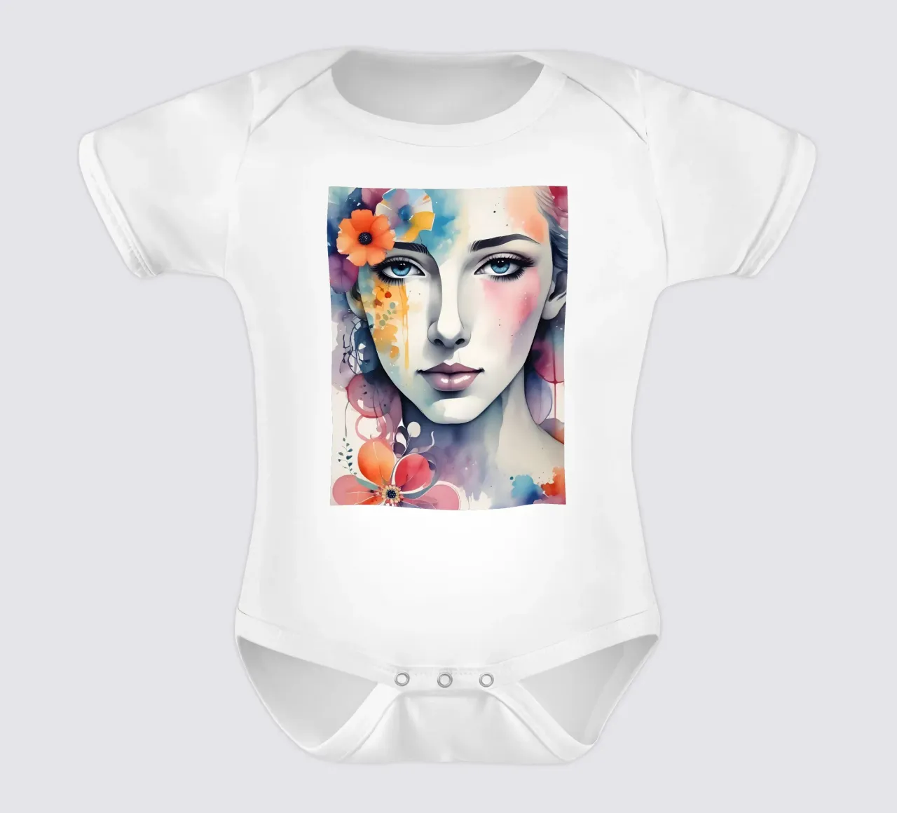 Mädchen und Blumen Aquarell Minimalismus 05 Kurzarm Babybody von Minimalism