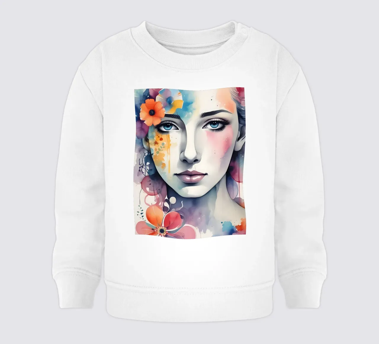 Ragazza e fiori acquerello minimalismo 05 felpa neonato da Minimalism