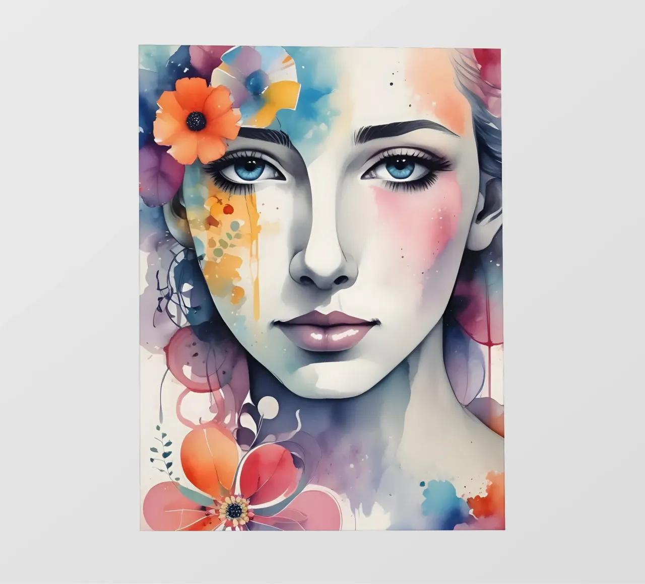 Ragazza e fiori acquerello minimalismo 05 telo in pvc da Minimalism