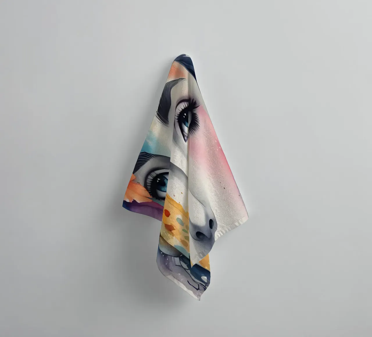 Girl and flowers watercolor minimalism 05 towel by Minimalism