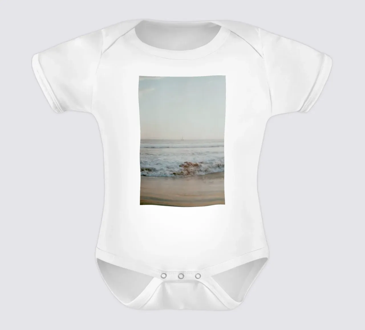Ocean Breeze short-sleeve baby romper by Alexandra Hellweg