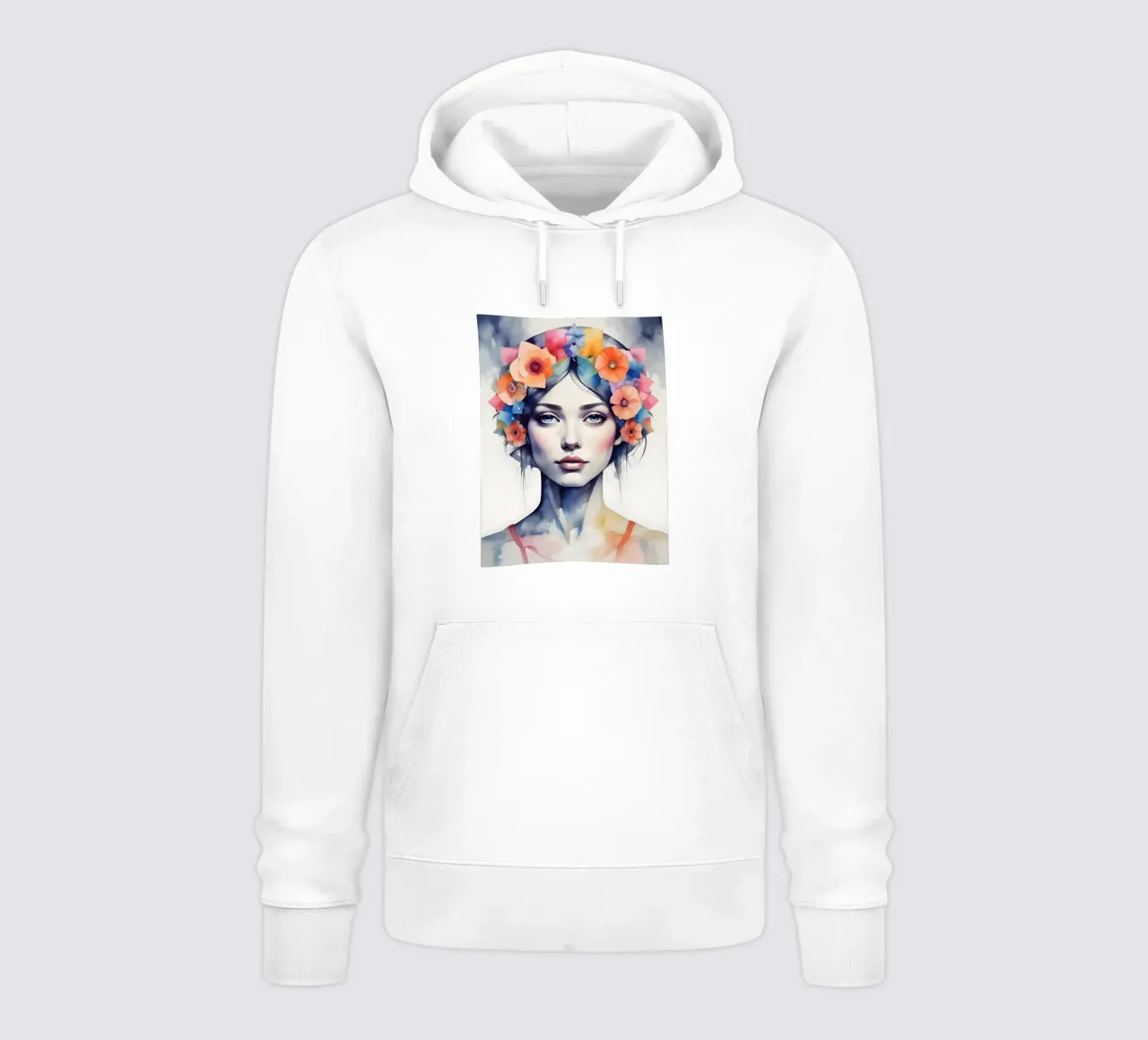Ragazza e fiori acquerello minimalismo 06 felpa con cappuccio da Minimalism