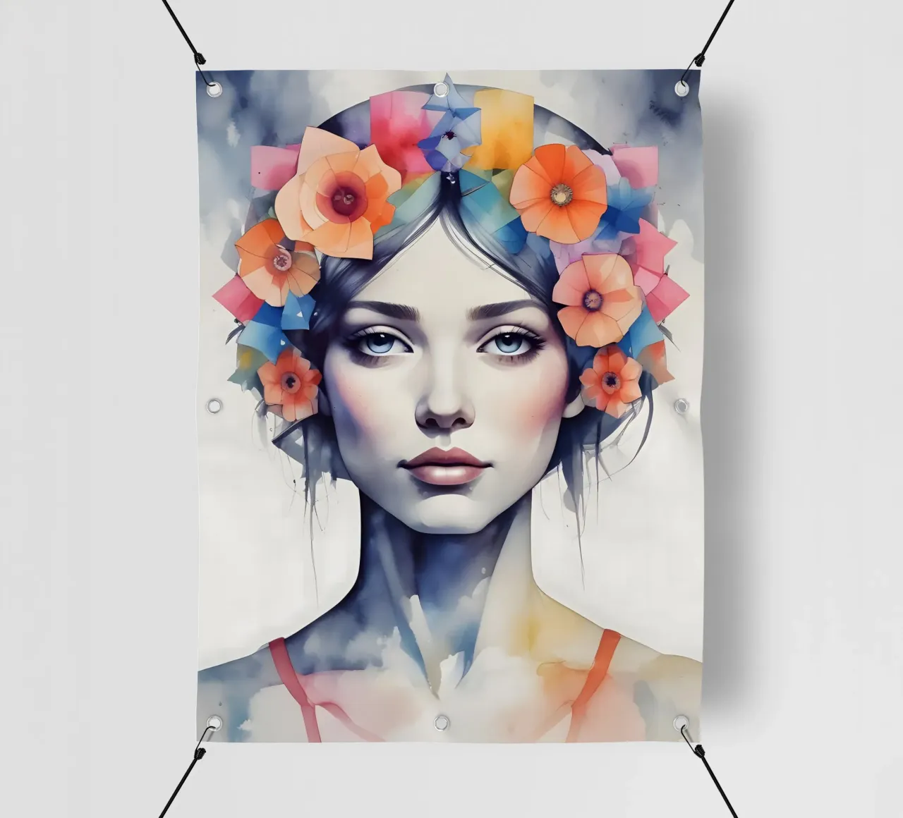 Girl and flowers watercolor minimalism 06 pvc cover by Minimalism
