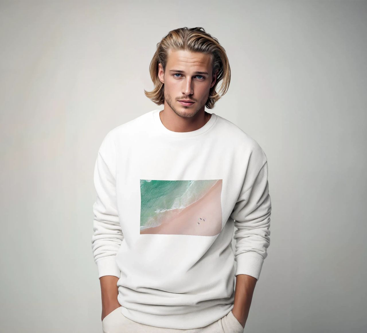 Aerial Beach - Ocean Surf Yoga Sweatshirt von Ingrid Beddoes