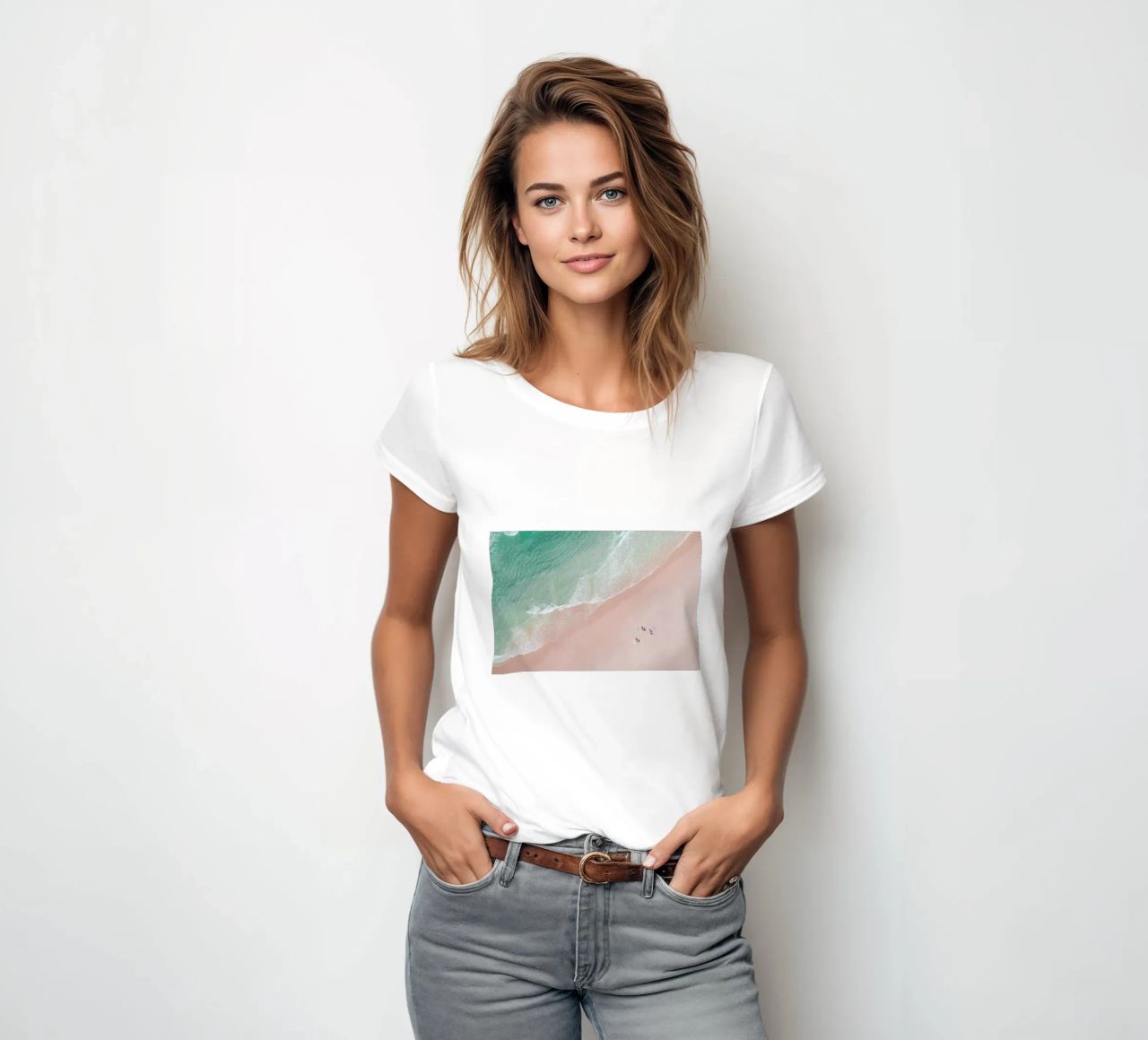 Aerial Beach - Ocean Surf Yoga Frauen T-Shirt von Ingrid Beddoes