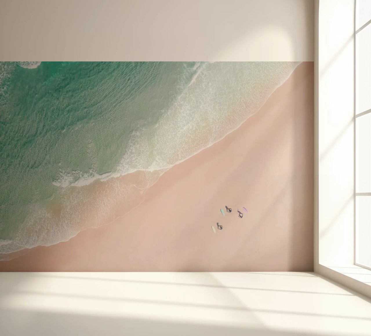 Aerial Beach - Ocean Surf Yoga Fototapete von Ingrid Beddoes