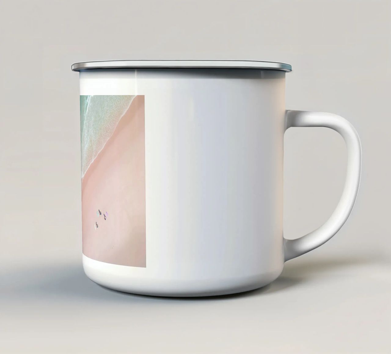 Aerial Beach - Ocean Surf Yoga Emaille Tasse von Ingrid Beddoes