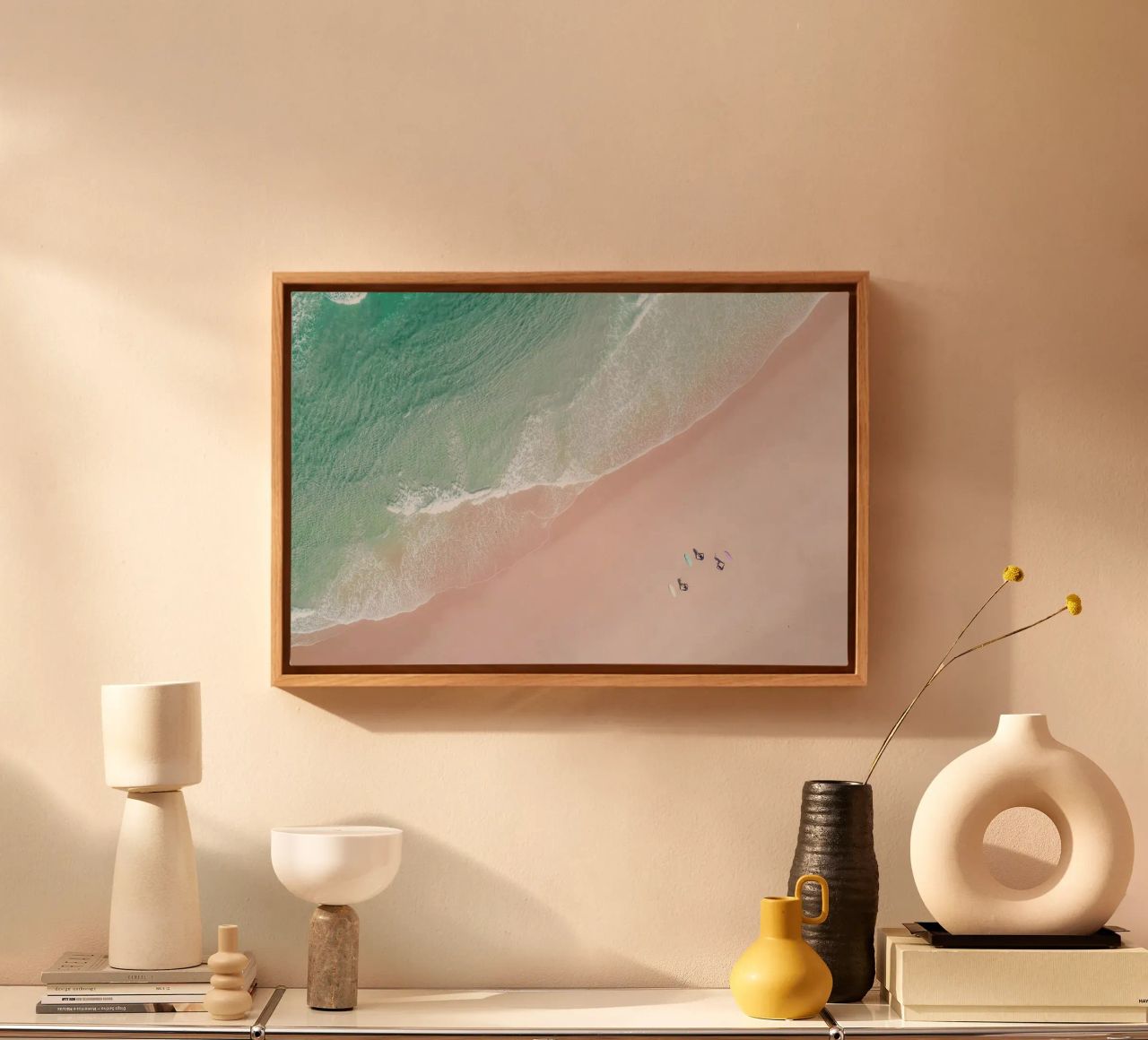 Aerial Beach - Ocean Surf Yoga Leinwand von Ingrid Beddoes