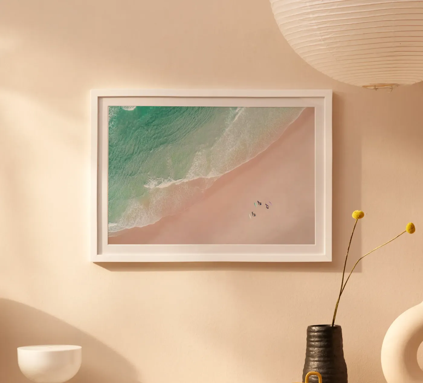 Aerial Beach - Ocean Surf Yoga Poster von Ingrid Beddoes