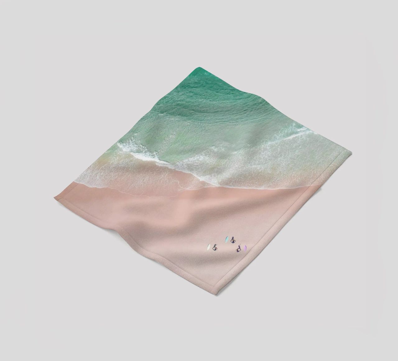 Aerial Beach - Ocean Surf Yoga Fleecedecke von Ingrid Beddoes