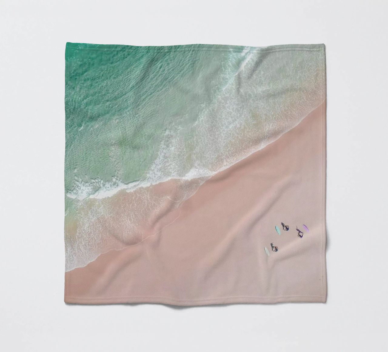 Aerial Beach - Ocean Surf Yoga Fleecedecke von Ingrid Beddoes