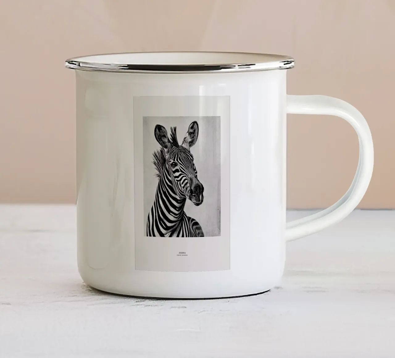 Zebra Portrait taza de esmalte de Flora & Fauna
