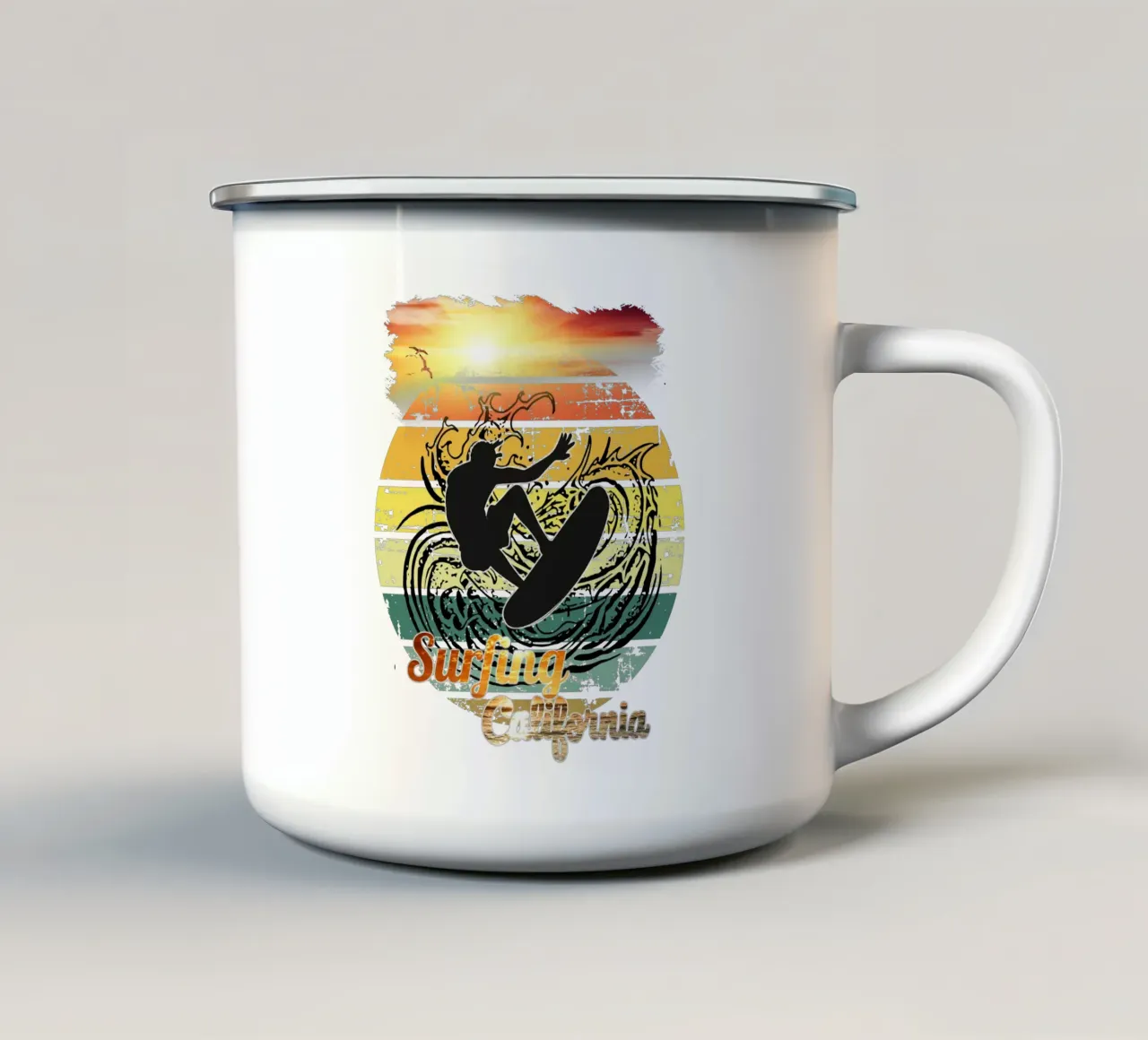 Surf Life Oval 2a - Summer Sun Vibes 16b tazza in smalto da surfer28