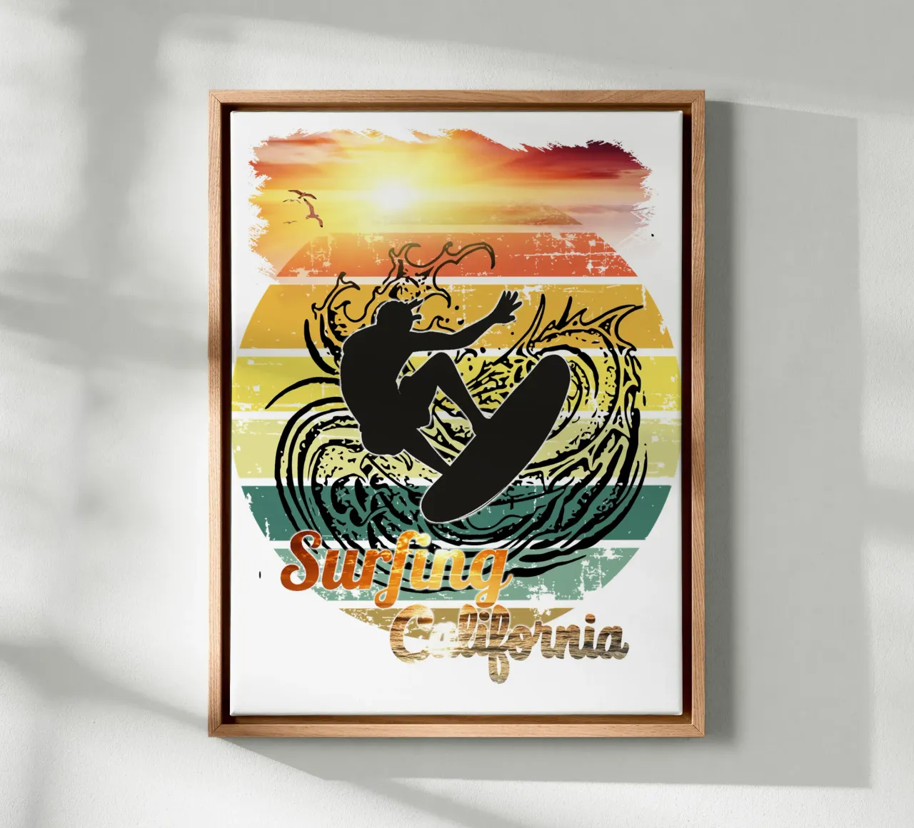 Surf Life Oval 2a - Summer Sun Vibes 16b tela con Cornice a cassetta da surfer28