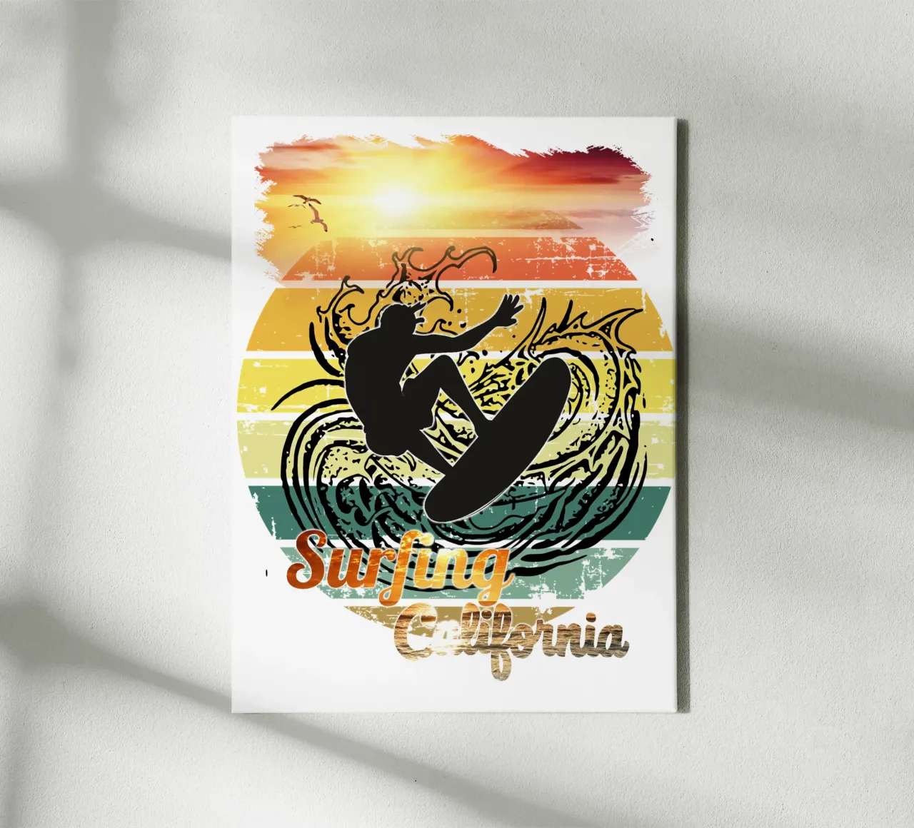 Surf Life Oval 2a - Summer Sun Vibes 16b tela con Cornice a cassetta da surfer28