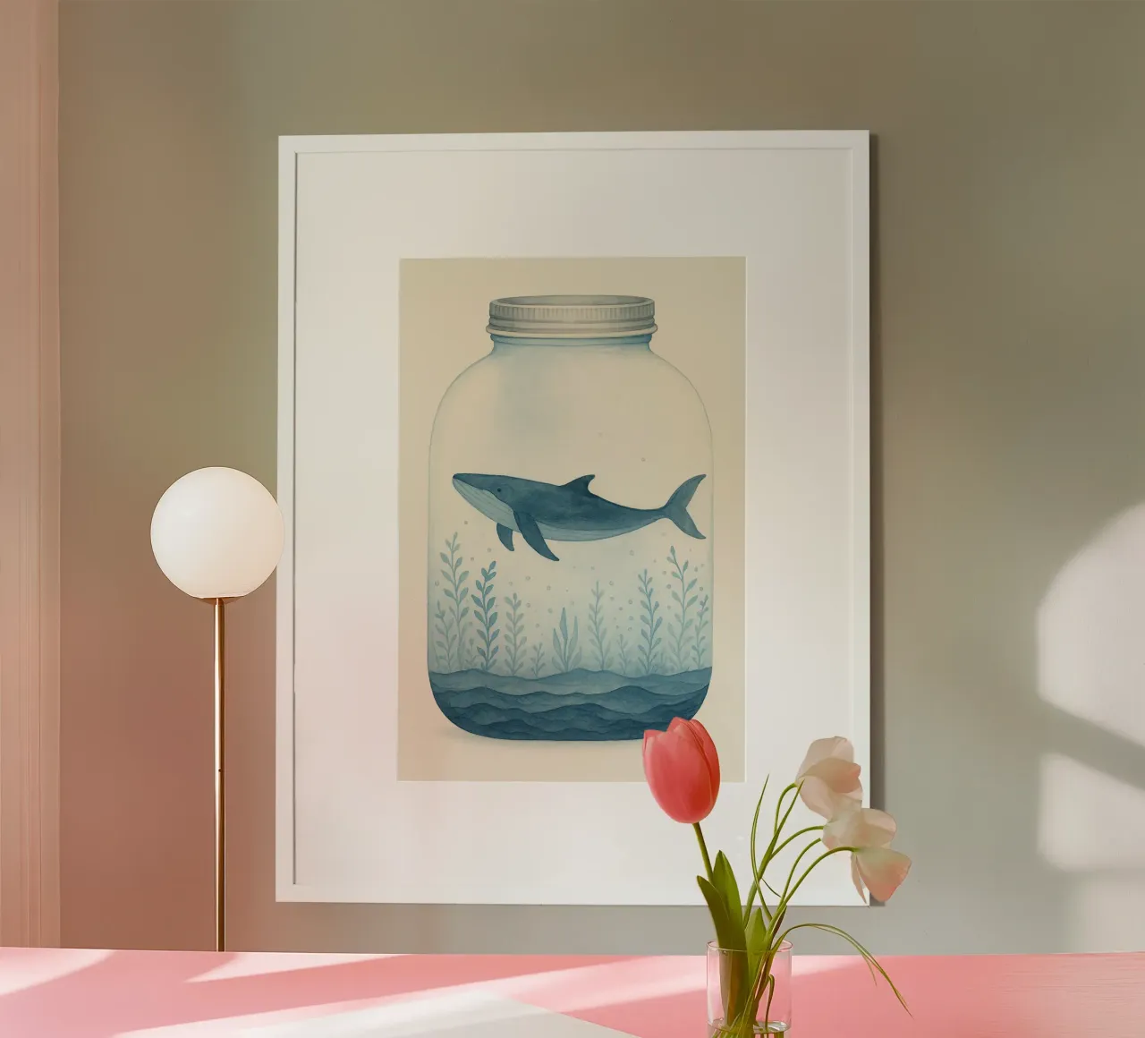 Piccolo oceano, grande cuore poster con telaio in legno da KidzStudio