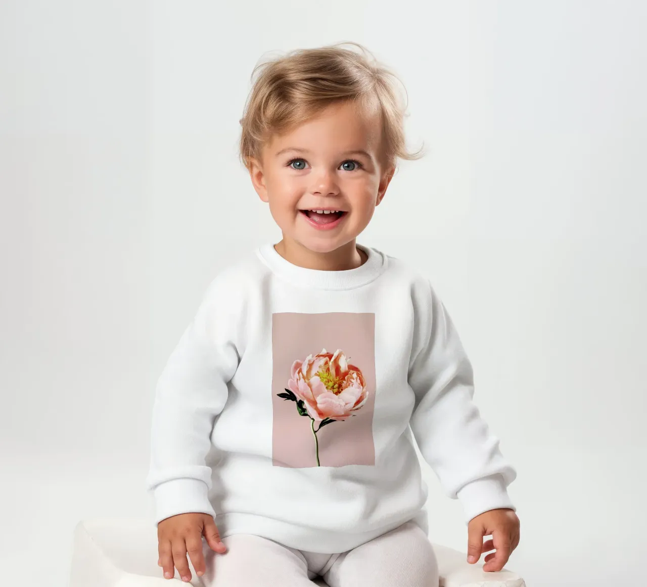 Coral Peony baby sweatshirt by Flora & Fauna