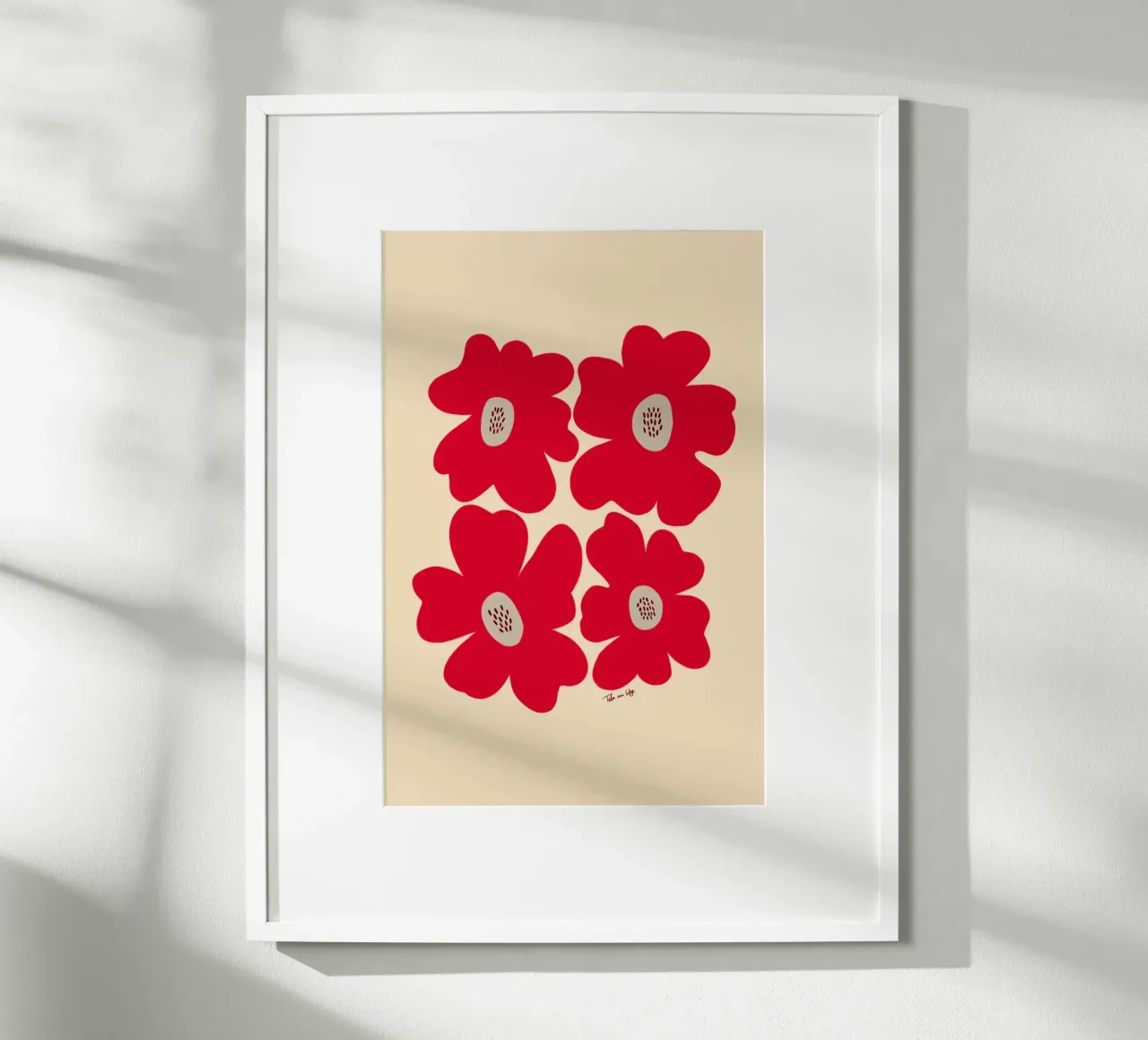 red bold flowers poster con telaio in plastica da Tida vom Weg