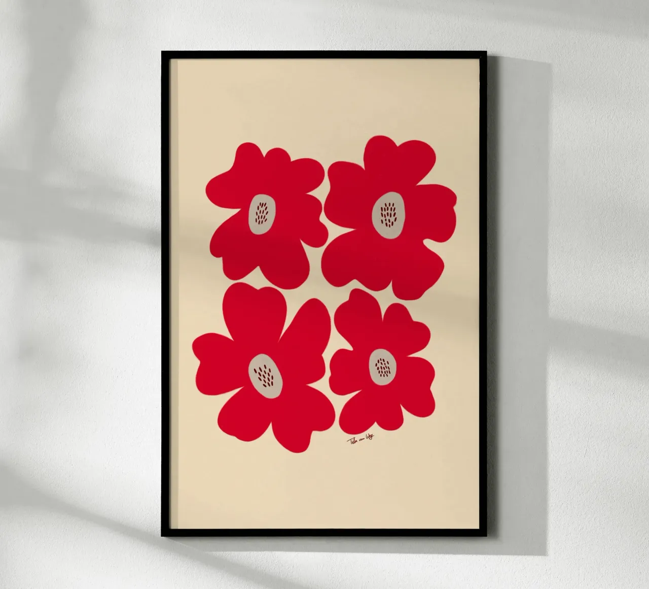 red bold flowers poster con telaio in plastica da Tida vom Weg
