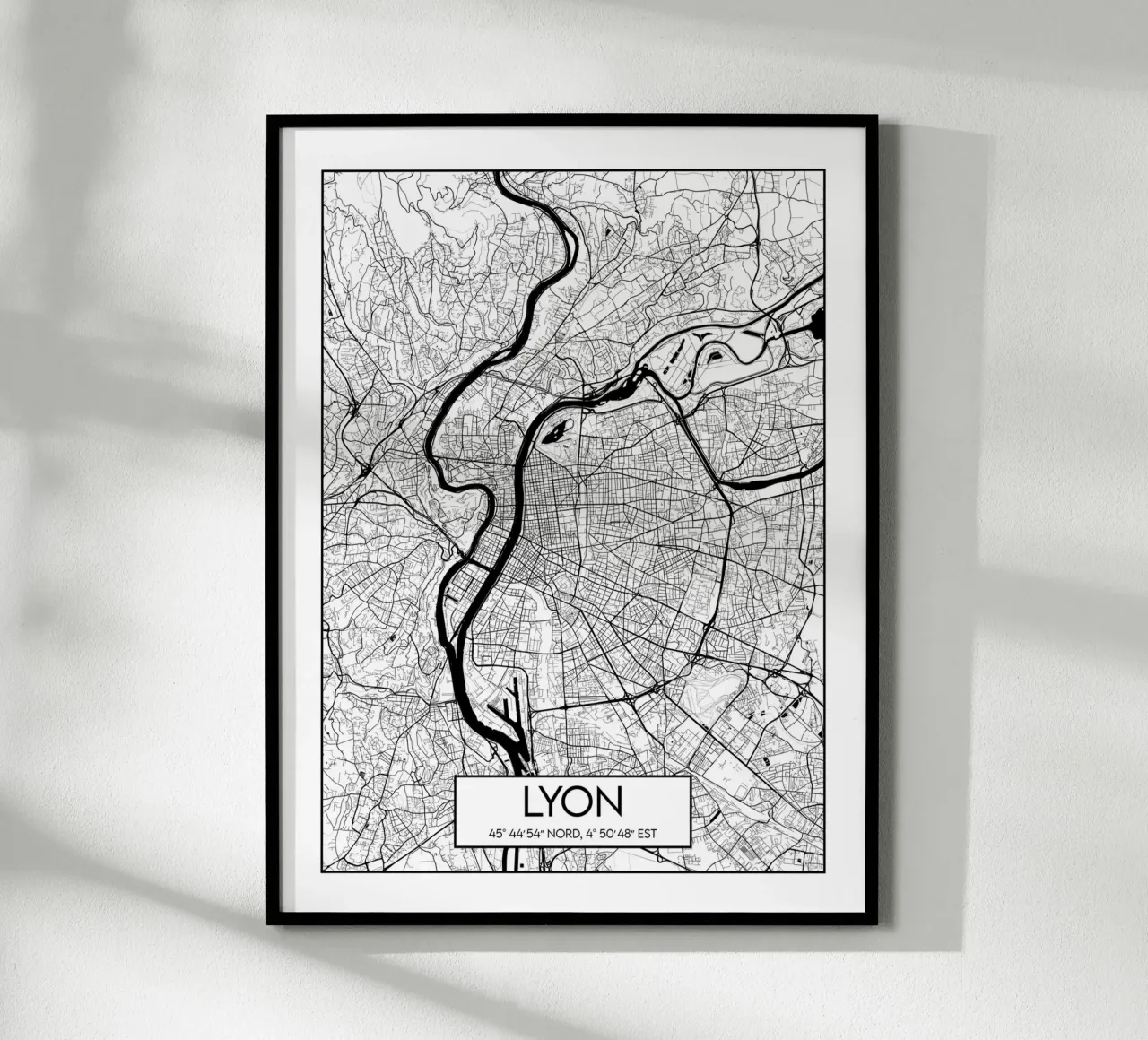 Pianta minimalista Lione poster con telaio in legno da Frame the World
