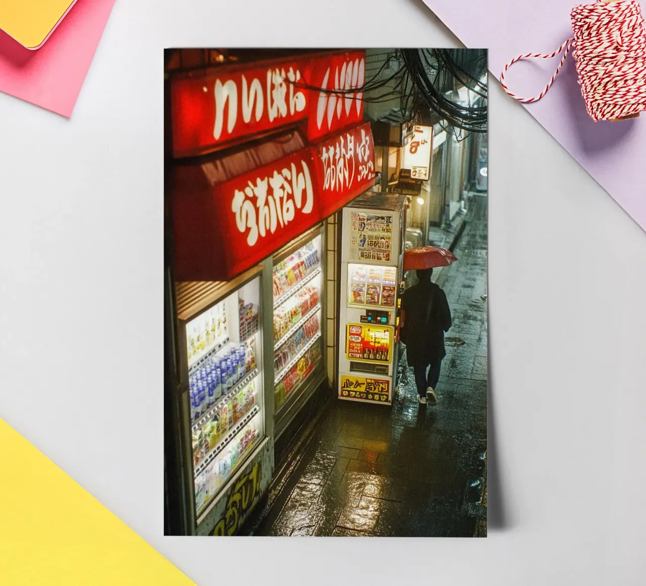 Regnerischer Abend in Tokio - Neonlicht und Einsamkeit Stickerbogen von By Night