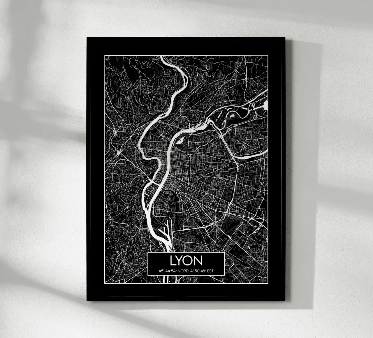 Lione carta nera poster da Frame the World