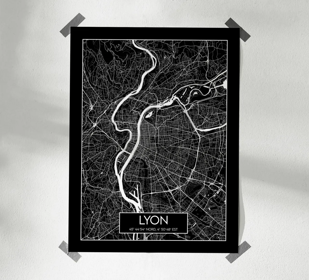 Lione carta nera poster da Frame the World