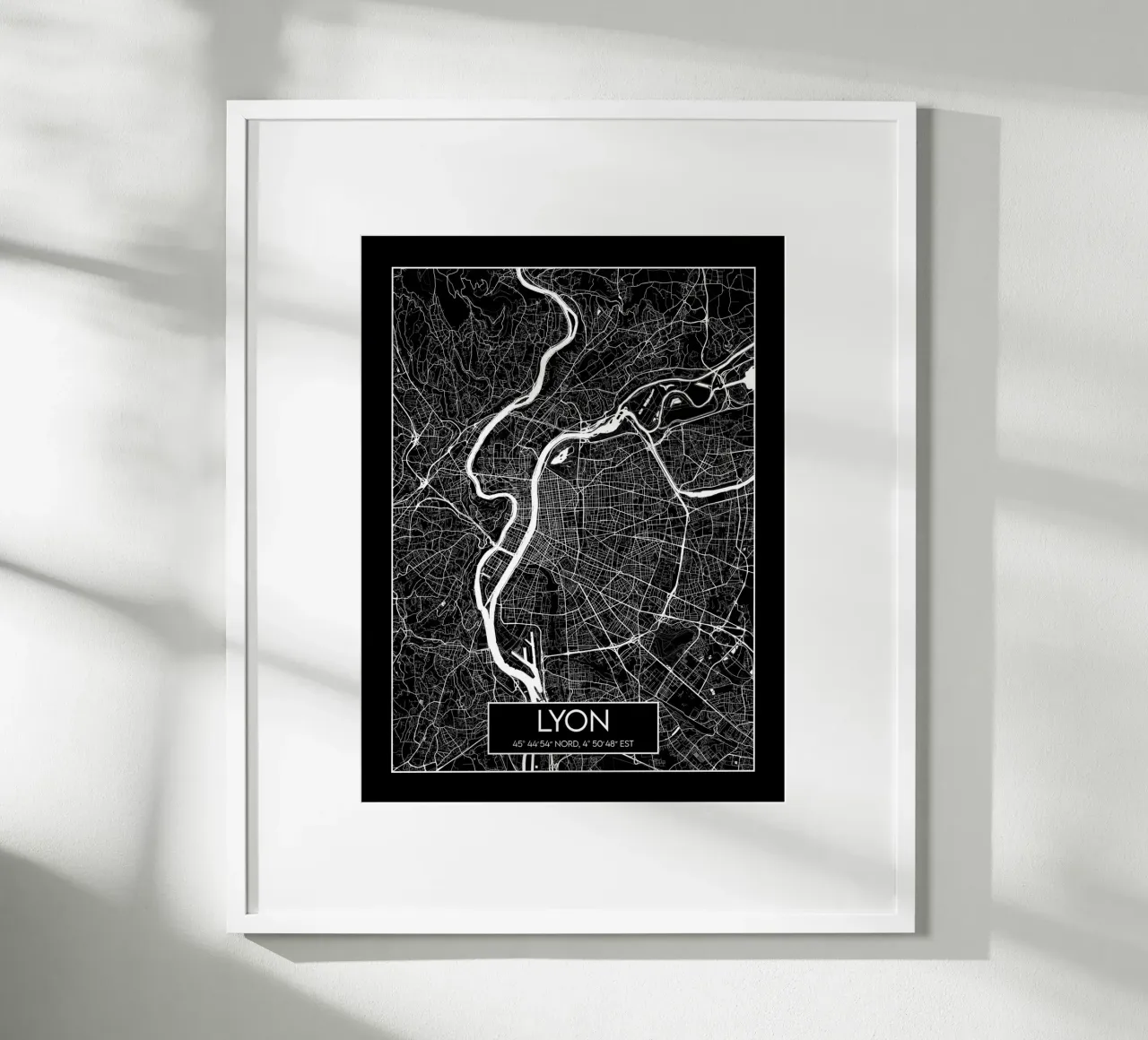 Lione carta nera poster da Frame the World