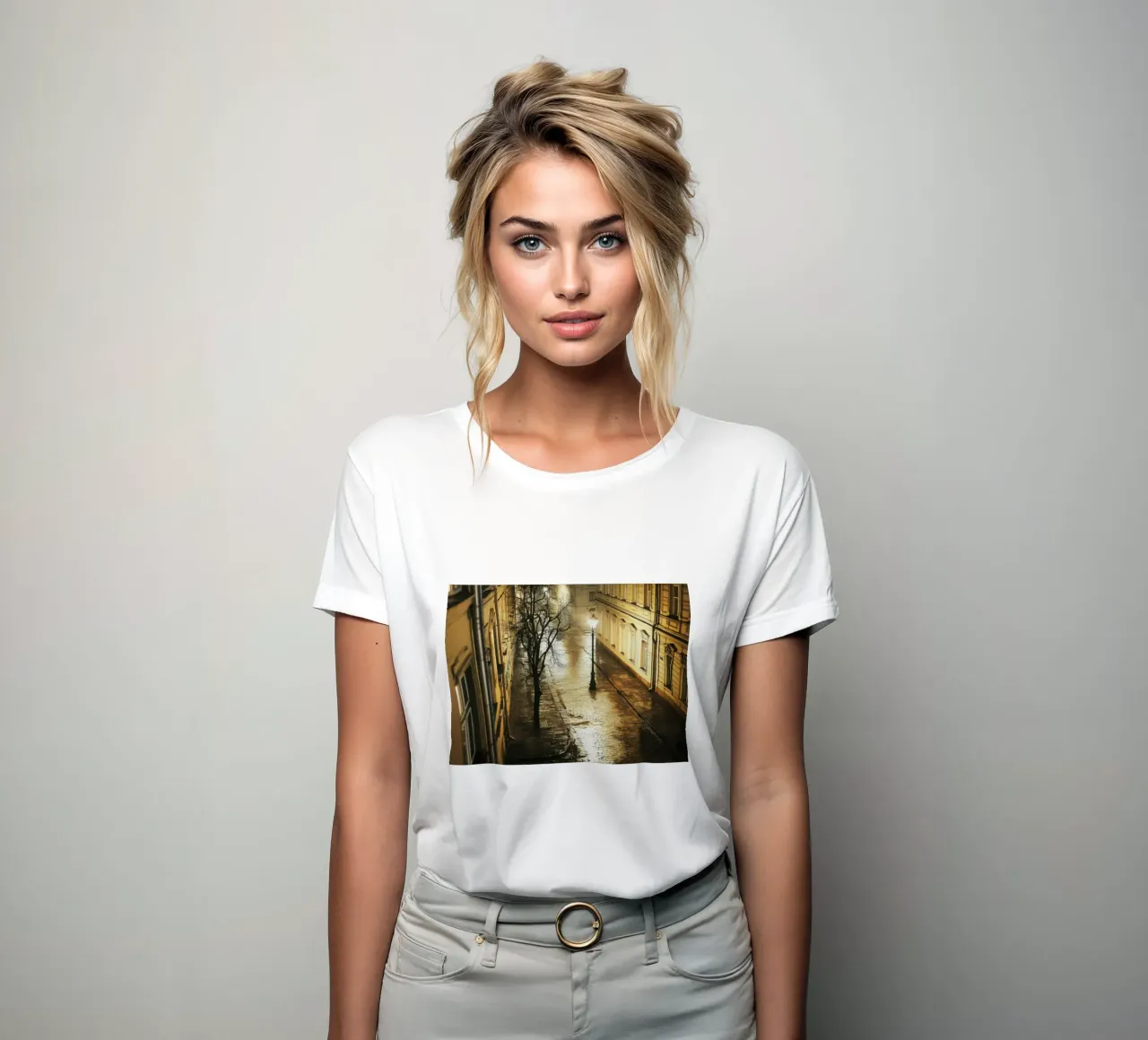 Varsovie sous la pluie – Silence doré t-shirt ajusté pour femmes de By Night