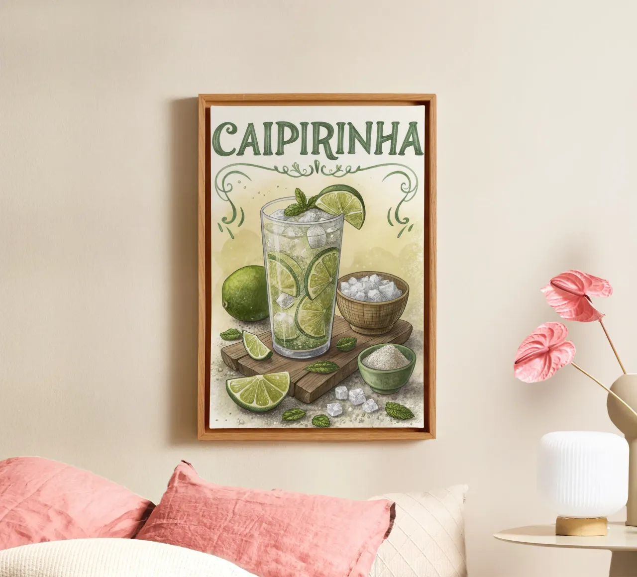 Caipirinha retro poster canvas met Baklijst van 🎁 ARTVI-SHOP