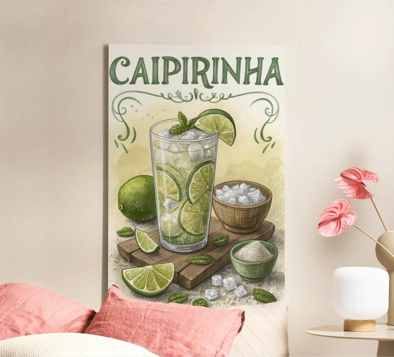 Caipirinha retro poster canvas met Baklijst van 🎁 ARTVI-SHOP