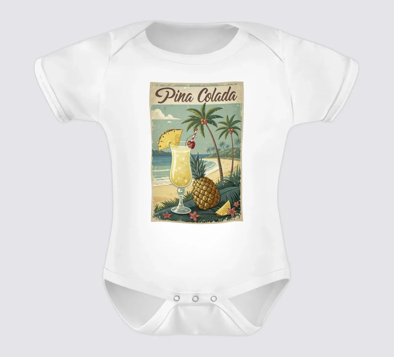 Poster retro Pina Colada body neonato maniche corte da 🎁 ARTVI-SHOP