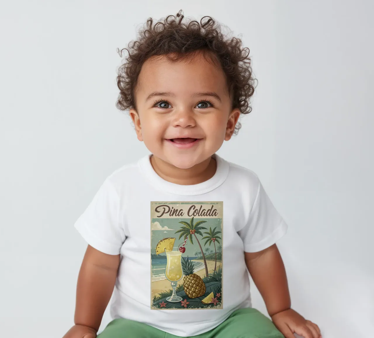 Poster retro Pina Colada maglietta neonato da 🎁 ARTVI-SHOP