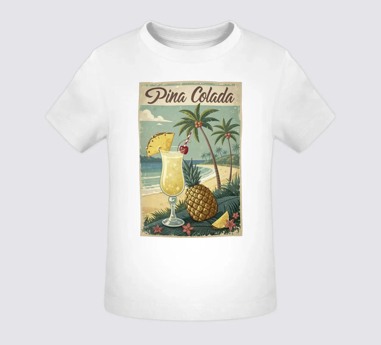 Poster retro Pina Colada maglietta neonato da 🎁 ARTVI-SHOP