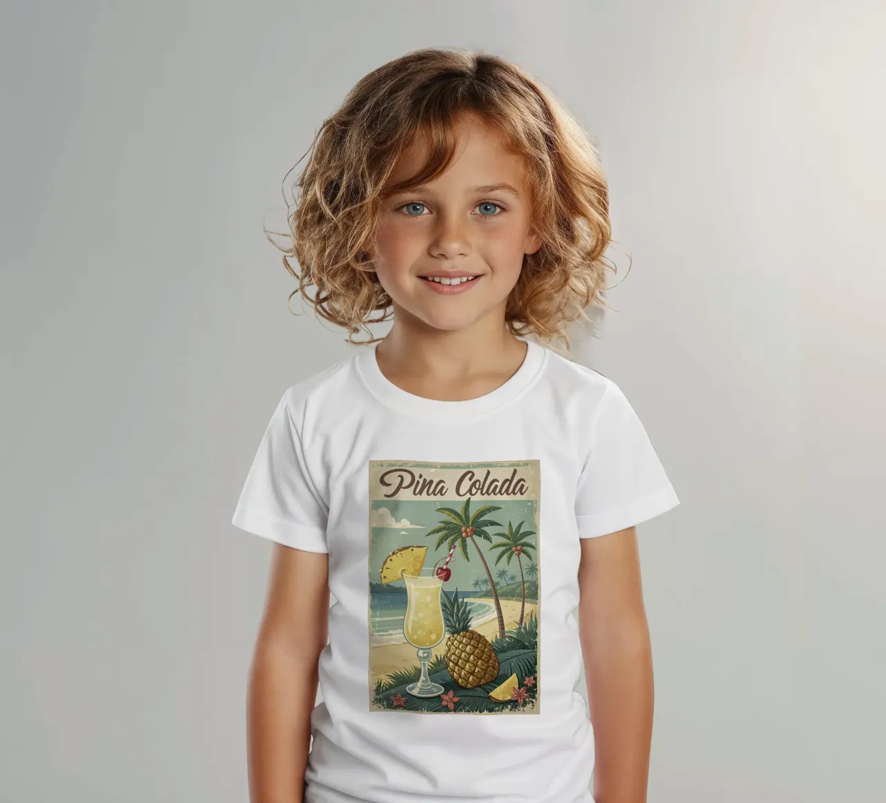 Pina Colada retro poster kids t-shirt by 🎁 ARTVI-SHOP