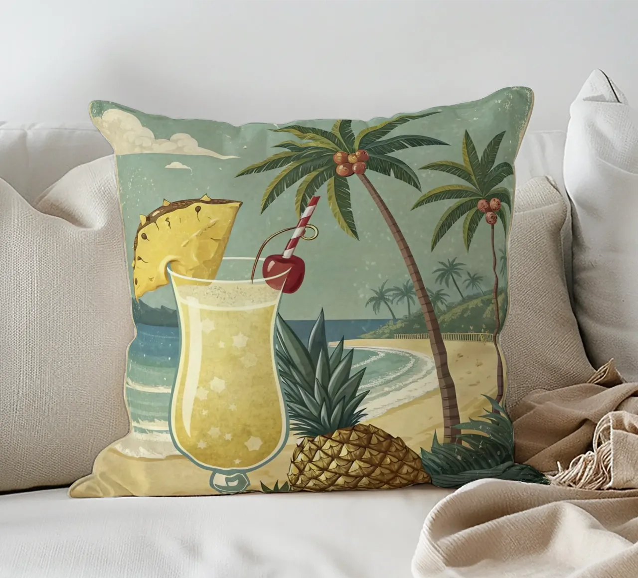 Poster retro Pina Colada cuscino da 🎁 ARTVI-SHOP