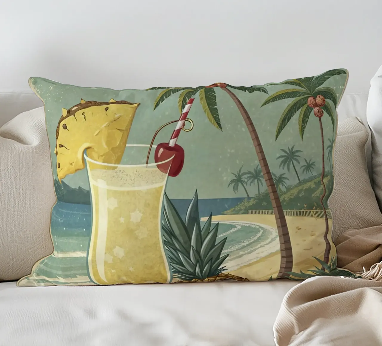 Poster retro Pina Colada cuscino da 🎁 ARTVI-SHOP