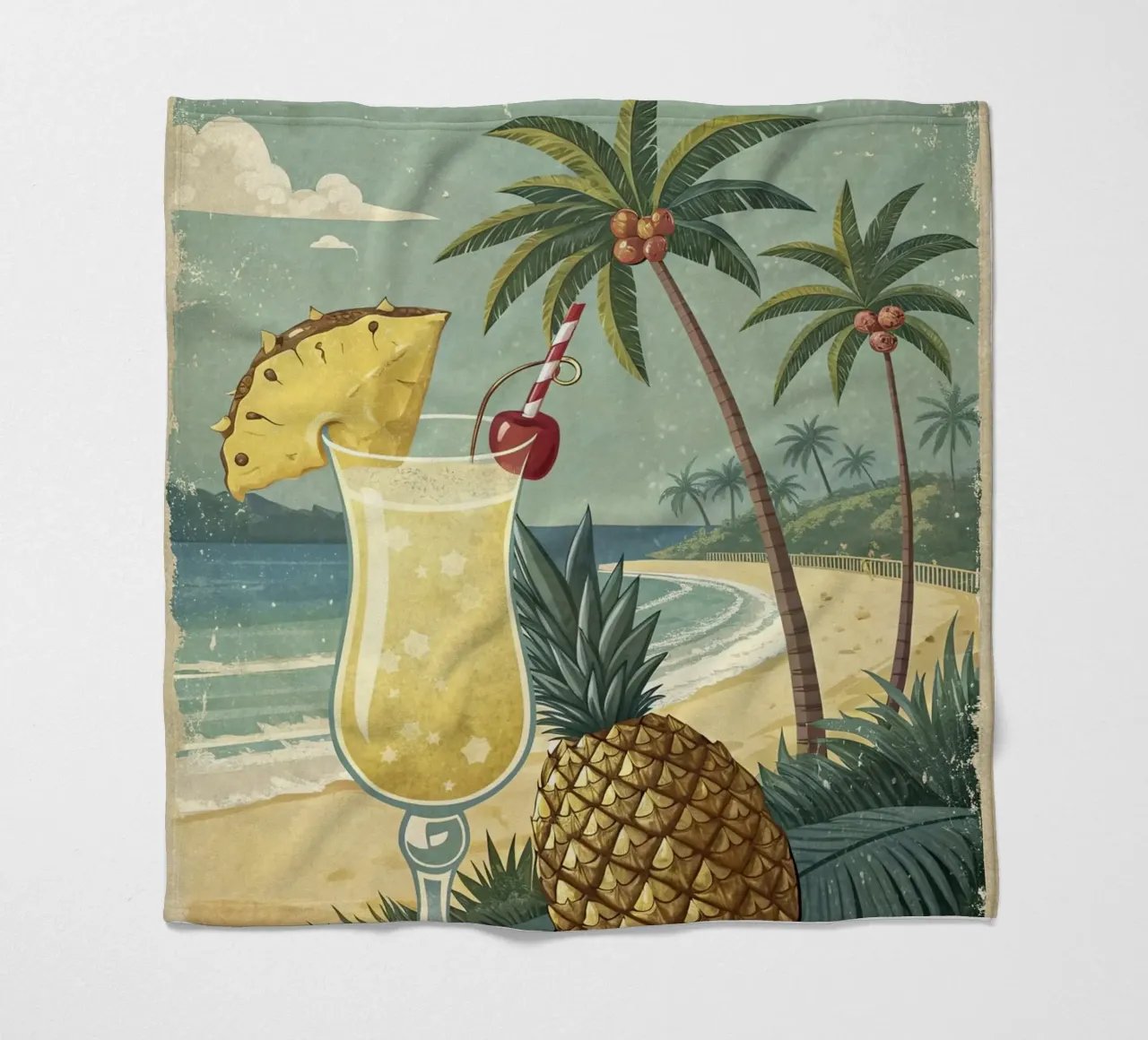 Poster retro Pina Colada coperta in pile da 🎁 ARTVI-SHOP