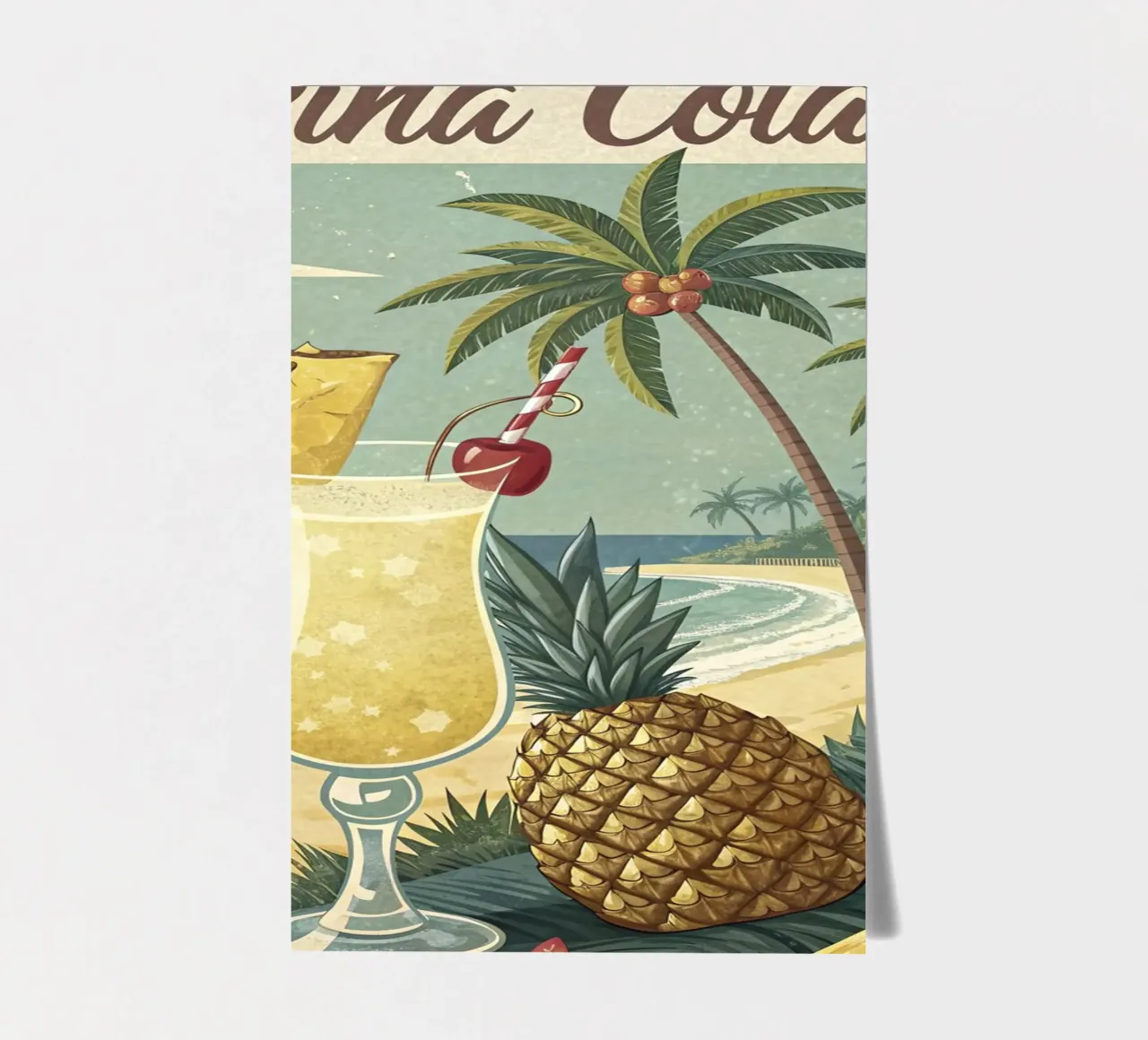 Pina Colada retro poster sticker sheet by 🎁 ARTVI-SHOP