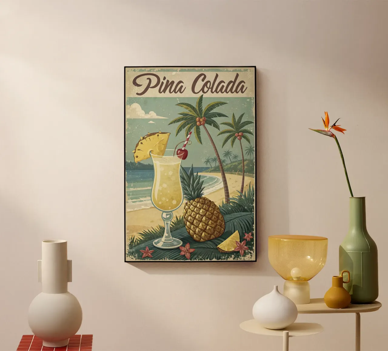 Poster retro Pina Colada plexiglass da 🎁 ARTVI-SHOP