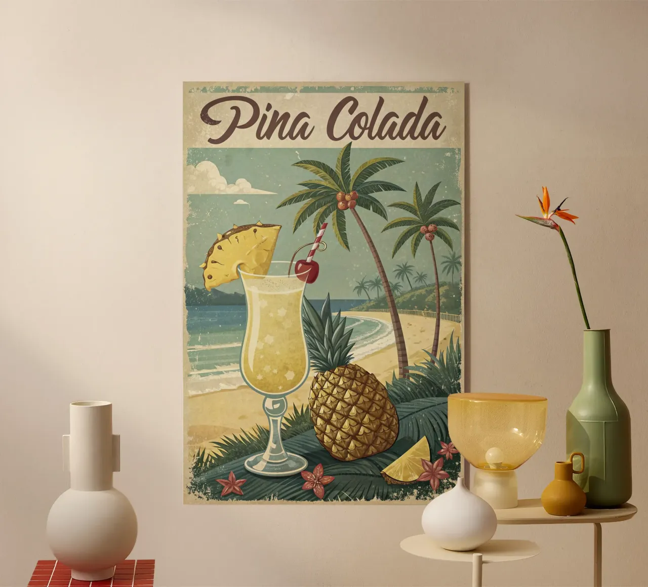 Poster retro Pina Colada plexiglass da 🎁 ARTVI-SHOP