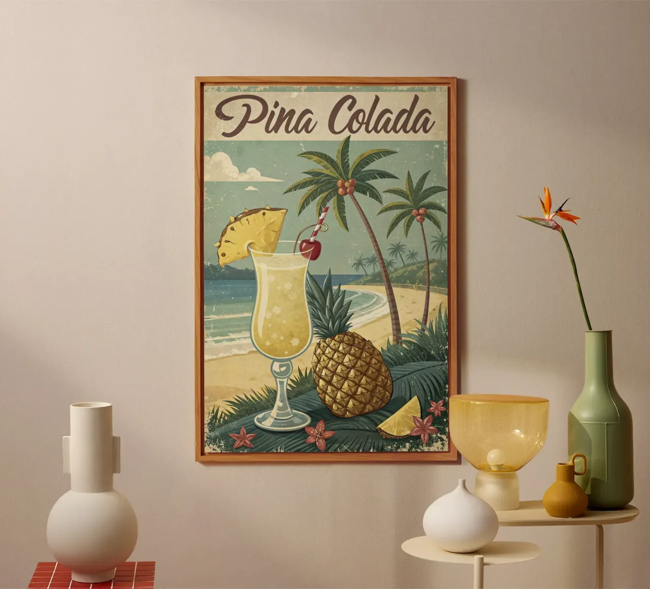 Poster retro Pina Colada alluminio dibond da 🎁 ARTVI-SHOP