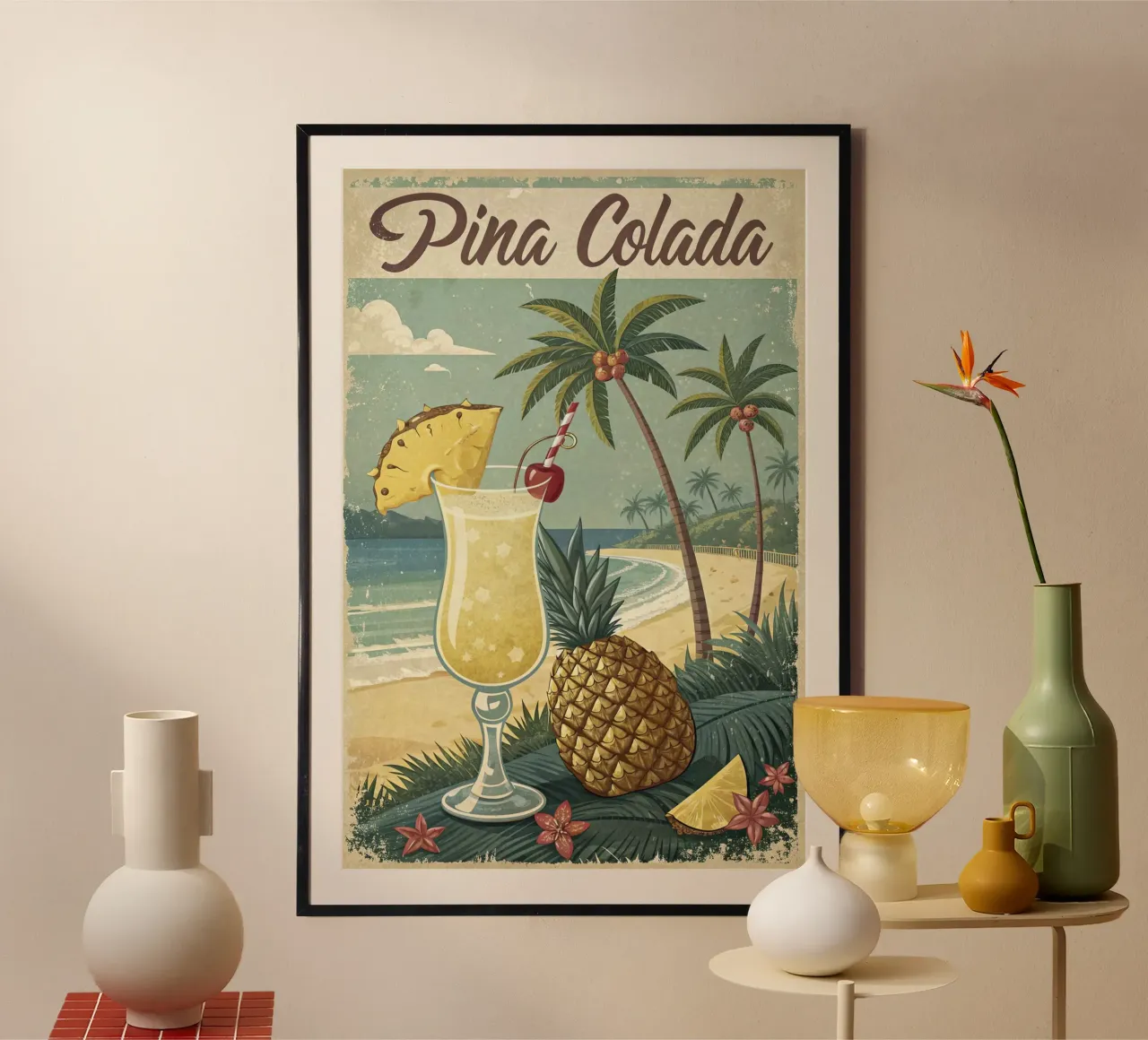 Poster retro Pina Colada carta hahnemühle da 🎁 ARTVI-SHOP