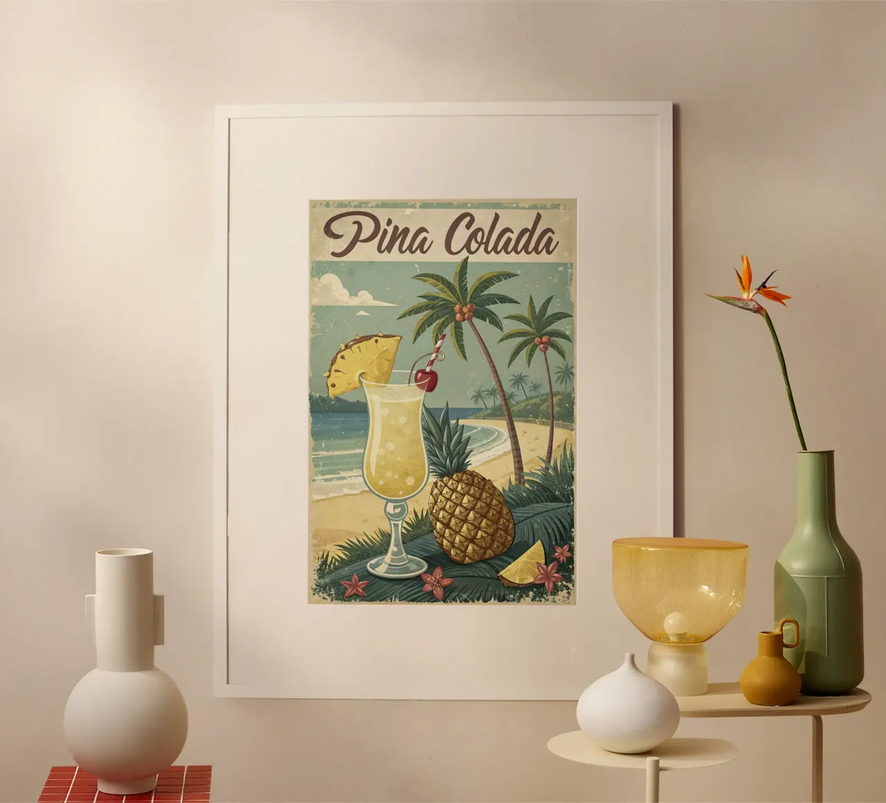 Poster retro Pina Colada carta hahnemühle da 🎁 ARTVI-SHOP